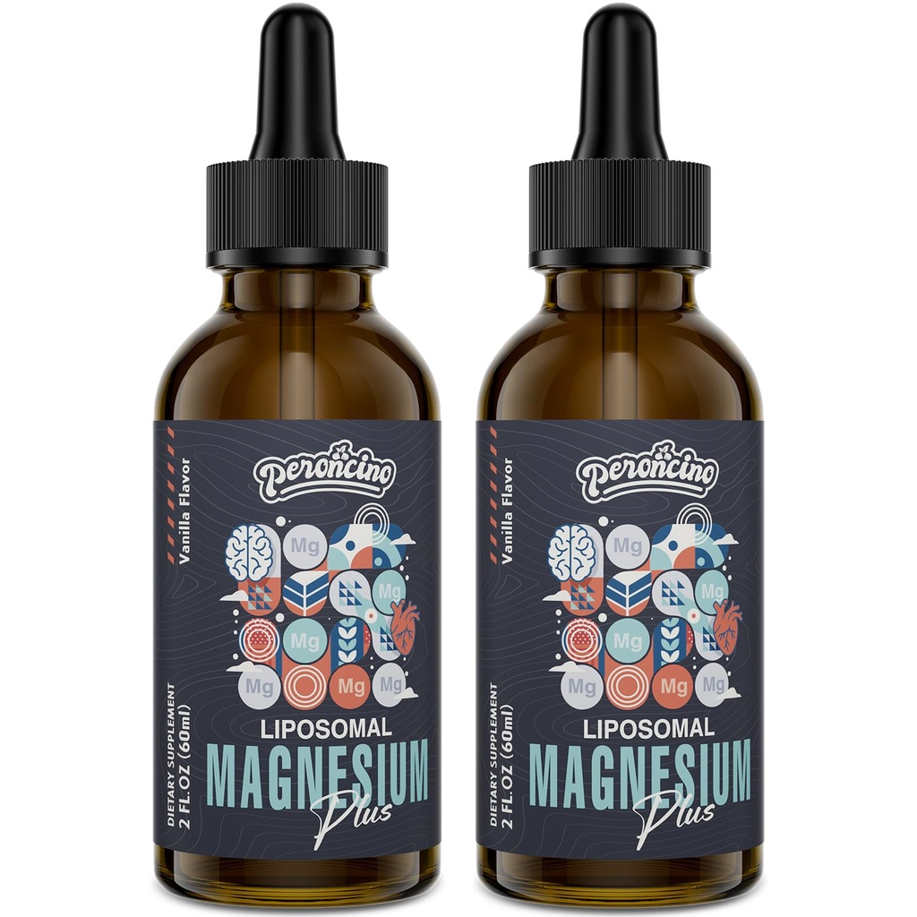 Liposomal Magnesium Citrat Tropfen für Gut und Knochen Gesundheit, Stimmung und Stress Management, Leistungsfähige Formel mit Vitamin B6 und Zink Gluconate 60ml (2.04 Fl Oz (Pack von 2))