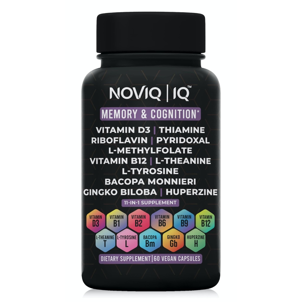 11-in-1 Nootropic Supplement: Unterstützt Gedächtnis und Kognition - 100mg Ginkgo 150mg Bacopa 300mcg Huperzine 200mg L-Theanine 150mg L-Tyrosine & Bioactive B-Complex w/ 5-MTHF - 1,100mg+ Servieren - 60 Zähler