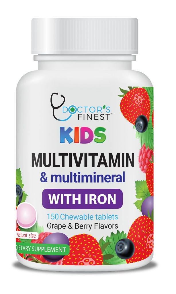 Lebensfähiges Multivitamin & Multimineral mit eisernen Chewables für Kinder – Vegetarisch – Glutenfrei Vegetarier – Große Verkostung - Natürliche geflachte Pektinkäse mit Vitaminen A, B, C, D & E – 150 Graf