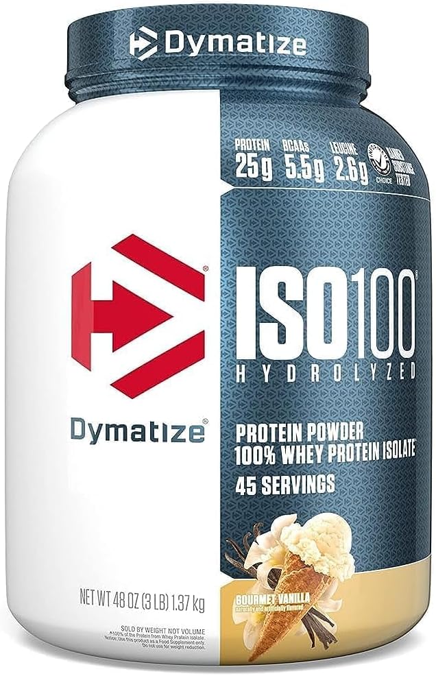 Dymatize ISO 100 Whey Protein Pulver Isolieren, Gourmet Vanille (45 Servierungen)