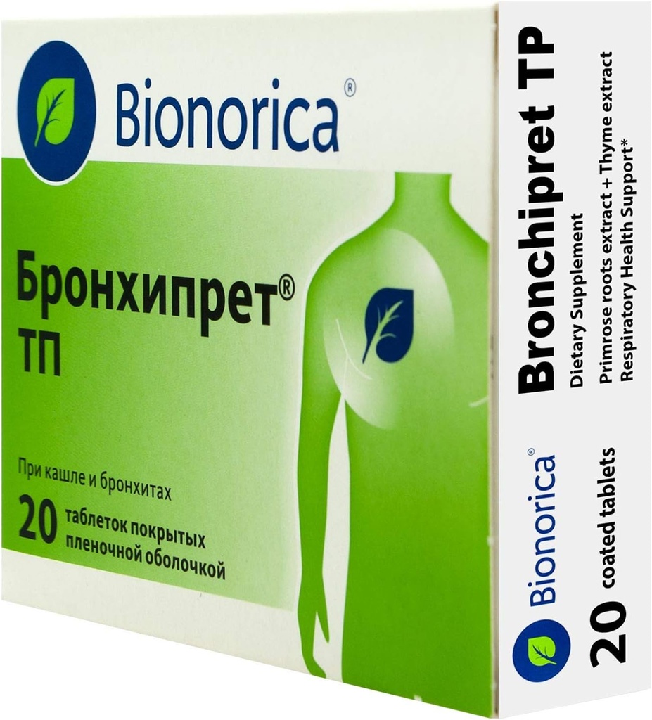 Bronchipret TP (mit Primrose- und Thyme-Extrakten) für respiratorische Gesundheitsunterstützung - 20 Tabletten
