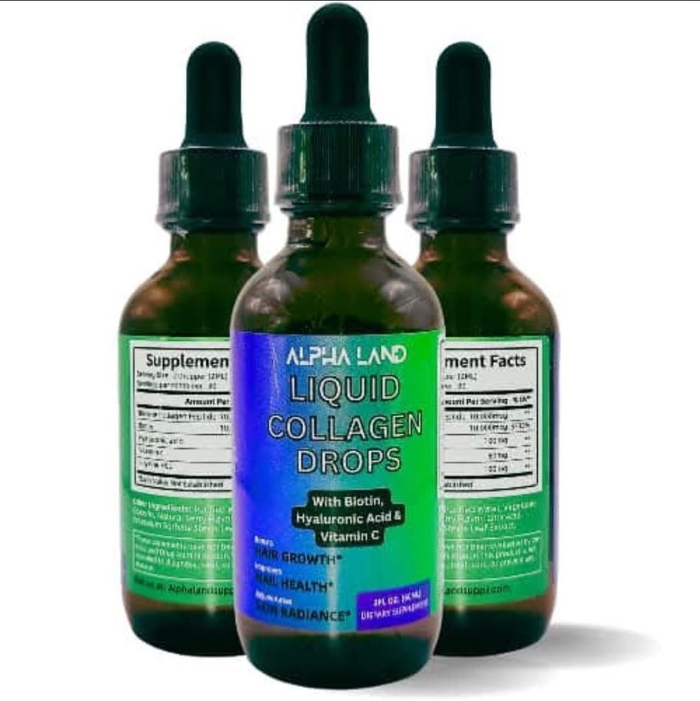 Flüssige Kollagentropfen mit Hyaluronsäure, Biotin und Vitamin C – Anti-Aging-Ergänzung für Hauthydratisierung, Haarwachstum und Nailstärke – 2 fl oz Beauty Serum