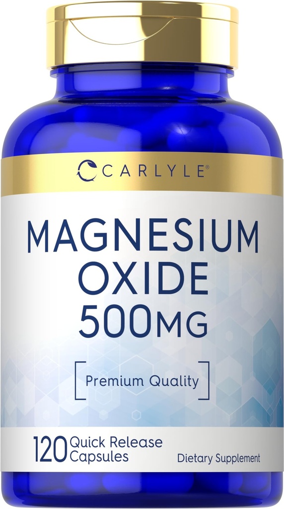 Carlyle Magnesiumoxid 500mg | 120 Kapseln | Premium Qualität | Non-GMO und glutenfreie Ergänzung