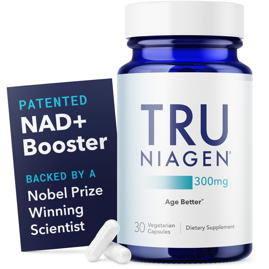 TRU NIAGEN Patentierte NAD+ Ergänzung für Anti-Aging und Zell-Regeneration, 300 mg Niagen, 30 Servierungen | Unterstützt Zelluläre Energie, Gehirn, Muskel | Nicotinamid Riboside (NR) Nehmen Sie 1 Täglich | 1 Flasche