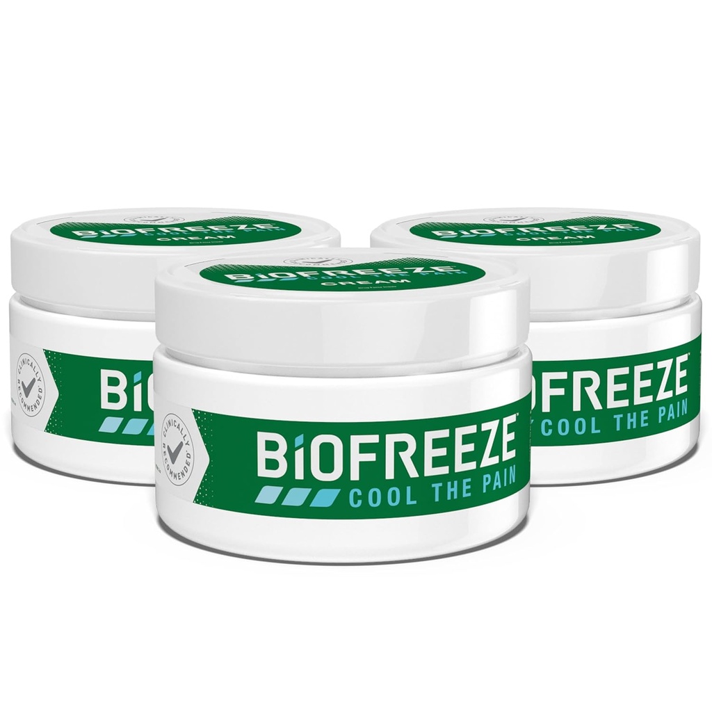 Biofreeze Cream Menthol 3 OZ Jar (Pack von 3) Associated With Sore Muscles, Arthritis, Simple Backaches, And Joint Pain (Packaging May Vary)