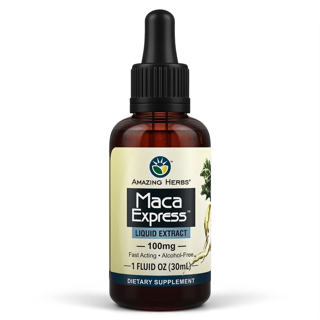 Erstaunliche Kräuter Maca Express Liquid Extract - Peruvian Maca Extract, Fördert Stamina, Energie, Ausdauer, & Mental Clairity - 1 Fl Oz