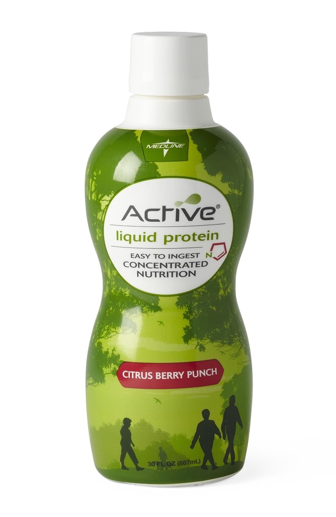 Medline Active Liquid Protein, Citrus Berry Punch, 30-oz, 15-g Protein (Pack mit 4)