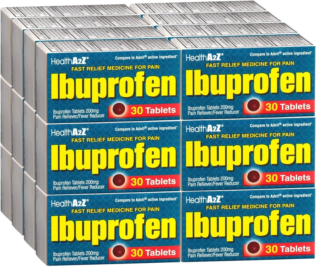 HealthA2Z® Ibuprofen Caplets 200mg | Pain Reliever & Fever Reducer | 24 Packungen mit 30 Tabletten (720 Tabletten insgesamt) | Wert Pack | NSAID