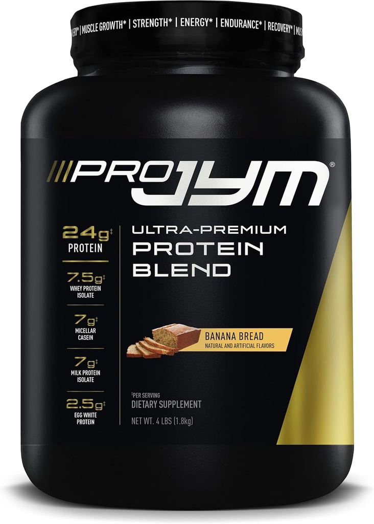 JYM Supplement Science Pro JYM 4lbs Banana Bread Protein Pulver | Whey, Milch, Eiweiß Isoliert, & Casein | Muskelwachstum, Erholung, für Männer & Frauen