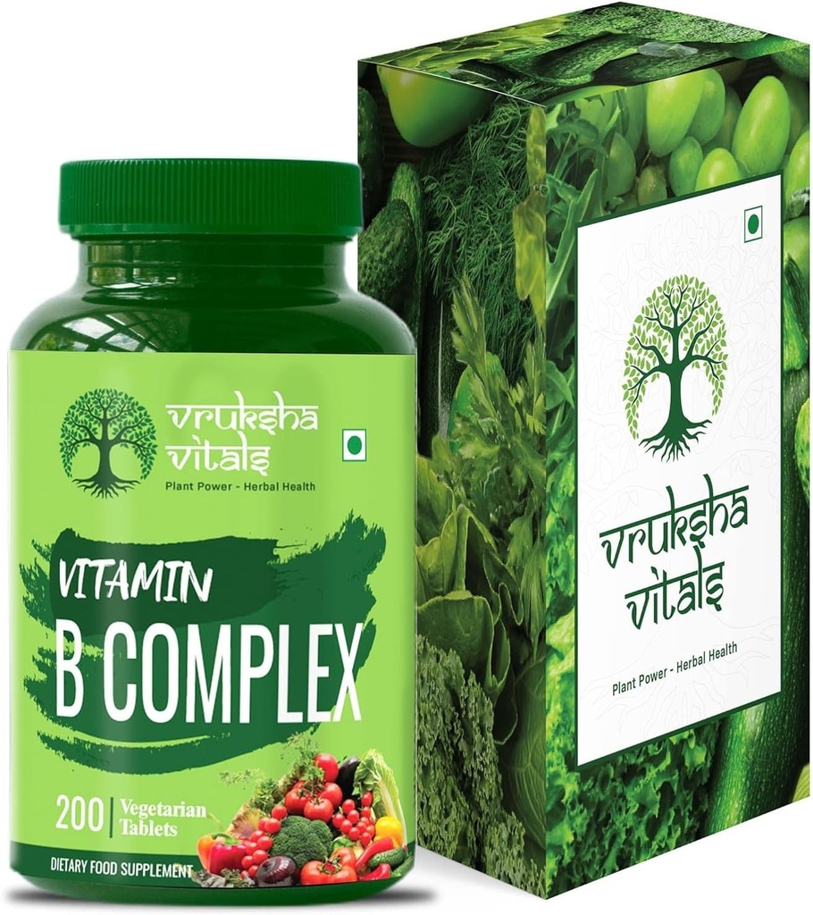 Generisches Vitamin B Complex 100% RDA - 200 Tabletten / Kapseln - B Vitamins Supplement (B1, B2, B3, B5, B6, B7, B9, B12), Grün