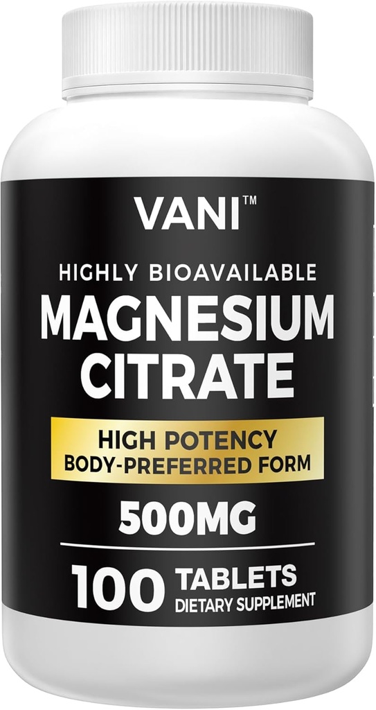 Magnesium Citrate 500MG 100 Tabletten- Vegan Safe, hohe Absorption