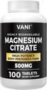 Magnesium Citrate 500MG 100 Tabletten- Vegan Safe, hohe Absorption