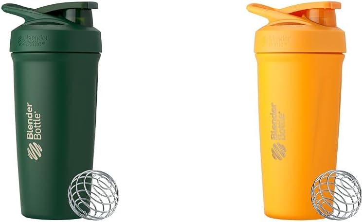 BlenderBottle 24-Ounce Edelstahl Shaker Cup Bundle mit Draht Whisk - Forest und Mango