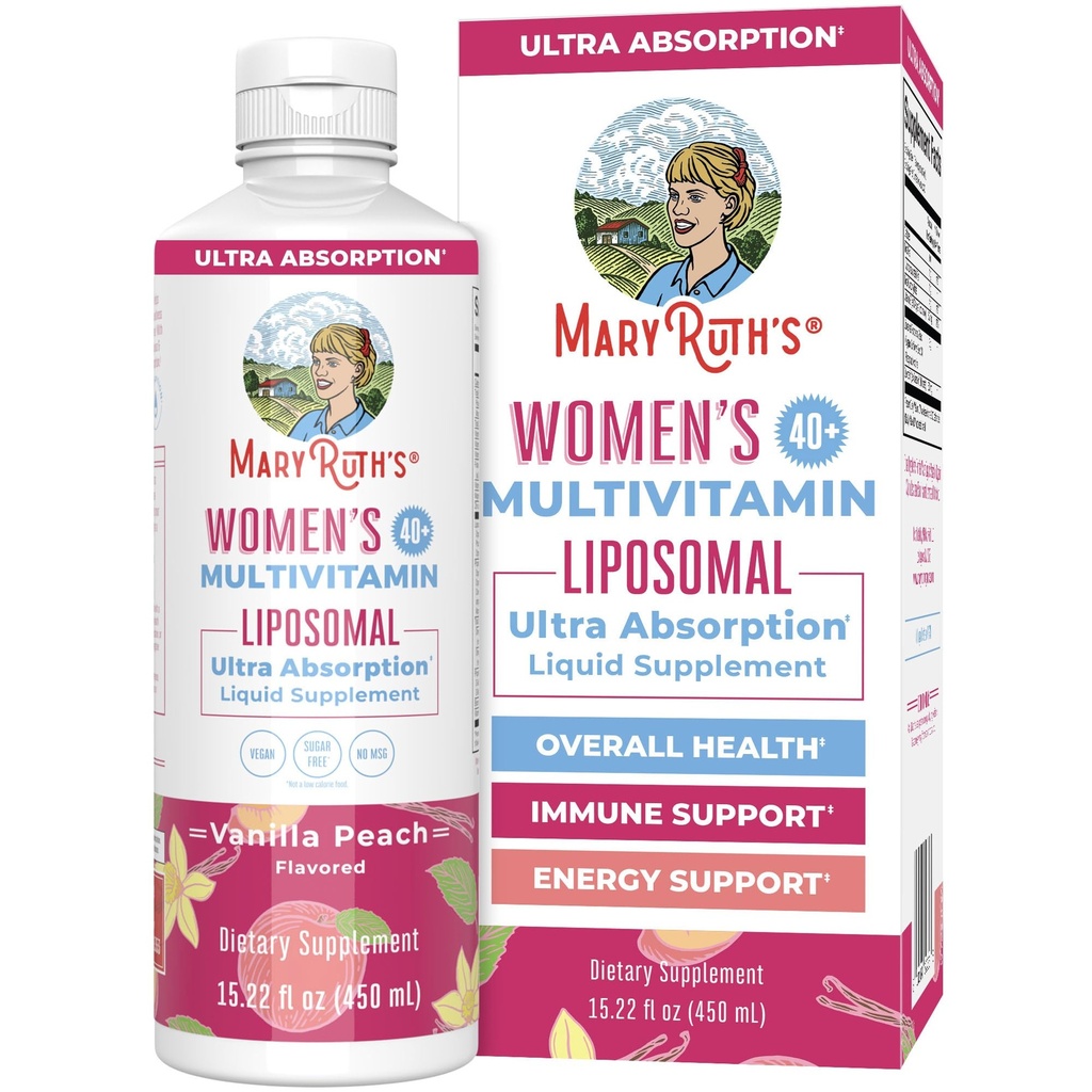 MaryRuth Organics Multivitamin für Frauen 40+, Frauen Multivitamin Liposomal, Immununterstützungsergänzung, Energieergänzungsmittel & Schlafhilfe, Vegan, Zucker, Non-GMO, 15.22 Fl Oz