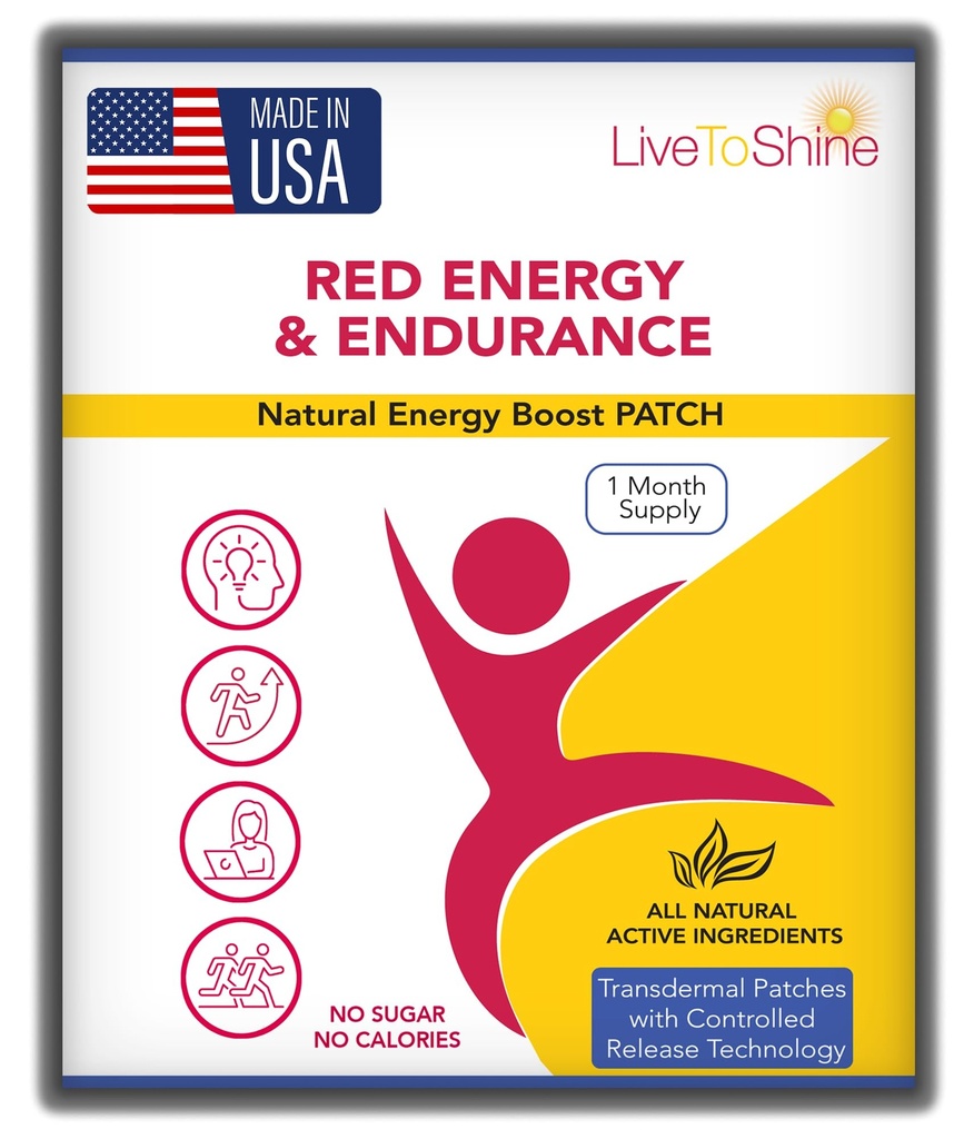 Red Energy & Endurance Patch - Natürliche Energie - USA Made - 30 Patches