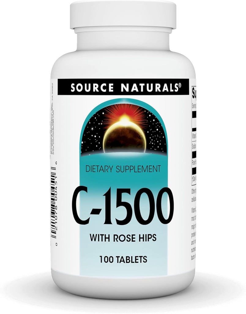 Quelle Naturals C-1500, mit Rose HIPS 1500 mg für Immunsystemunterstützung - 100 Tabletten