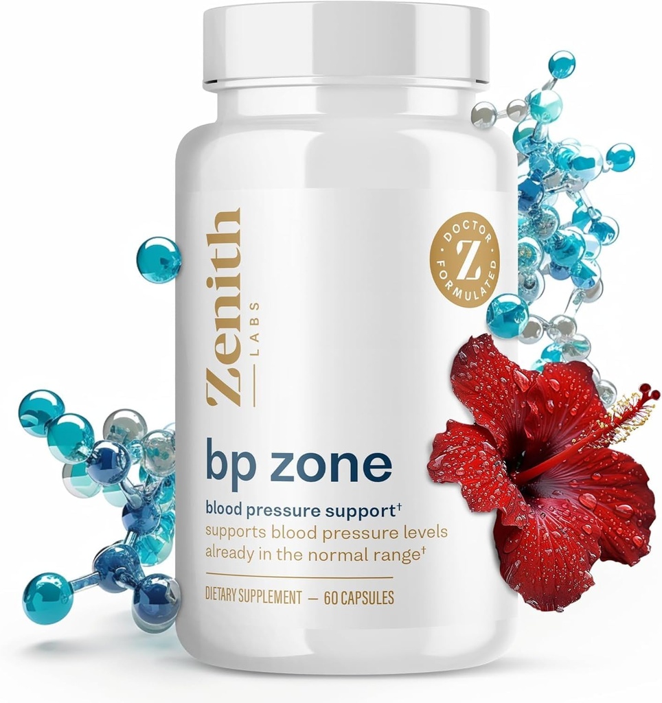 Zenith Labs BP Zone - Natural Blood Flow Supplement - Kräuterextrakt Pillen - Fortgeschrittene Formel mit Safran Crocus, Hibiscus, Knoblauch, CoQ10 und Magnesium
