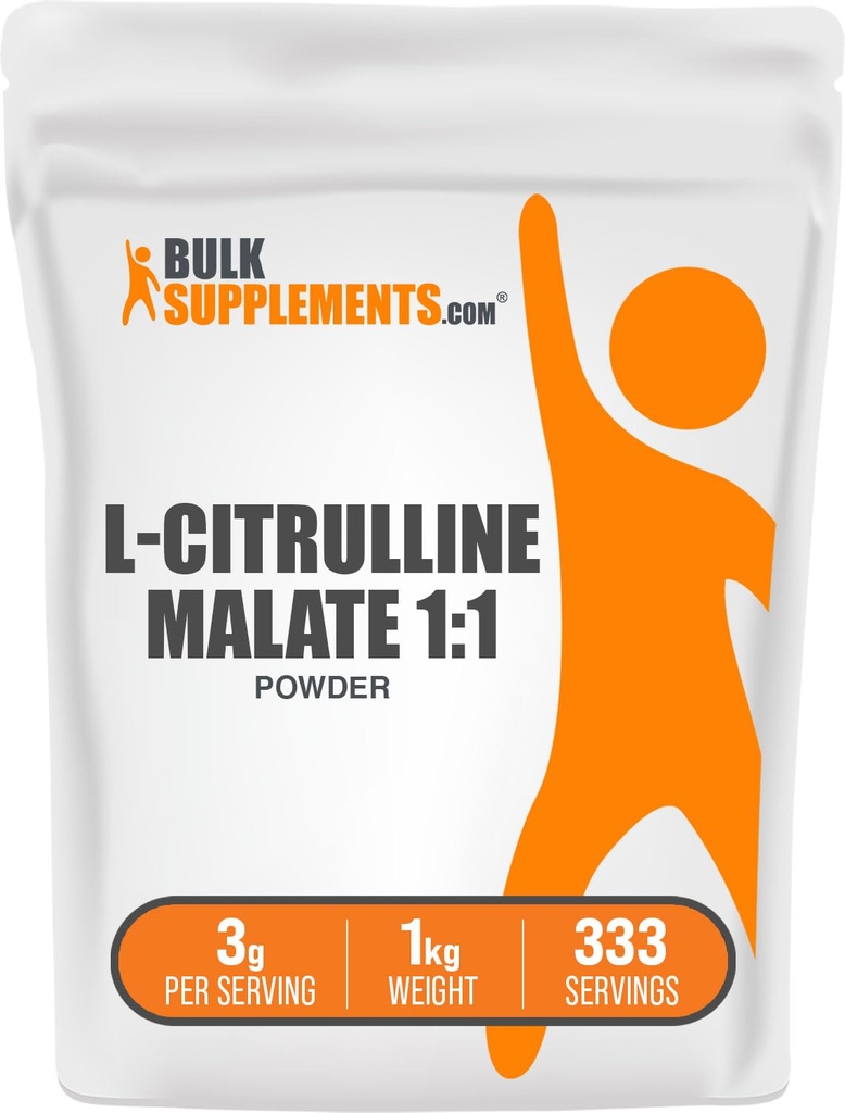 BulkSupplements.com L-Citrulline Malat 1:1 Pulver - Citrulline Pulver, Aminosäureergänzung - Unflavored & Glutenfrei - 3g pro Portionen, 1kg (2.2 lbs) (Pack von 1)