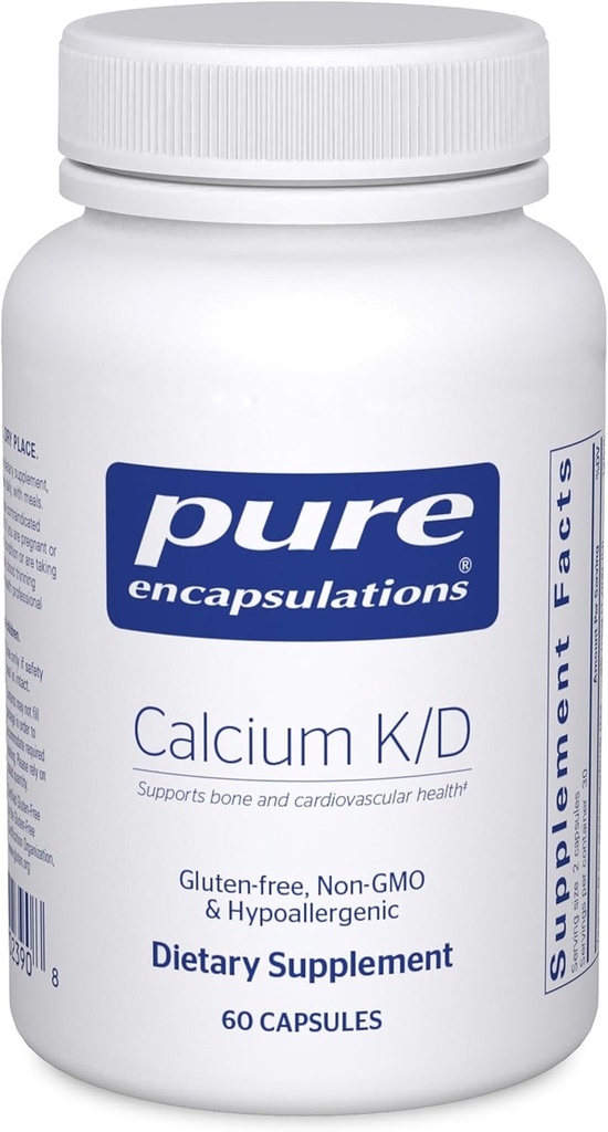 Reine Kapseln Kalzium K/D | Beilage für Knochenstärke, Immunsystem, Colon und Herz-Kreislauf-Gesundheit* | 60 Kapseln