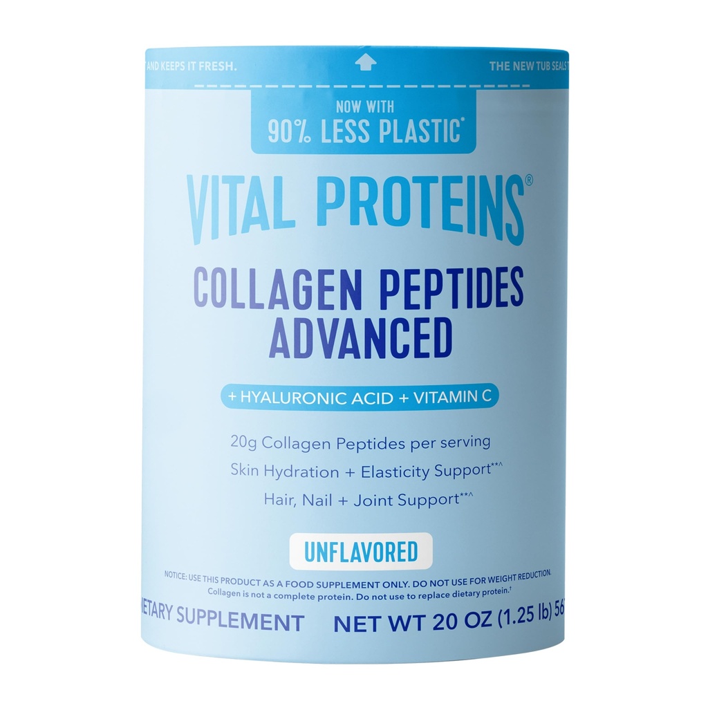 Vitalproteine Kollagenpeptide Pulver mit Hyaluronsäure und Vitamin C, Unflavored, 20 oz