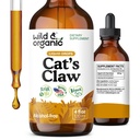 Wild & Organic Cats Claw Tincture - Immununterstützungsergänzung - Cats Claw Herb Liquid Extract - Vegan, Zucker & Alkoholfreie Bark basierte Tropfen - 4 fl oz