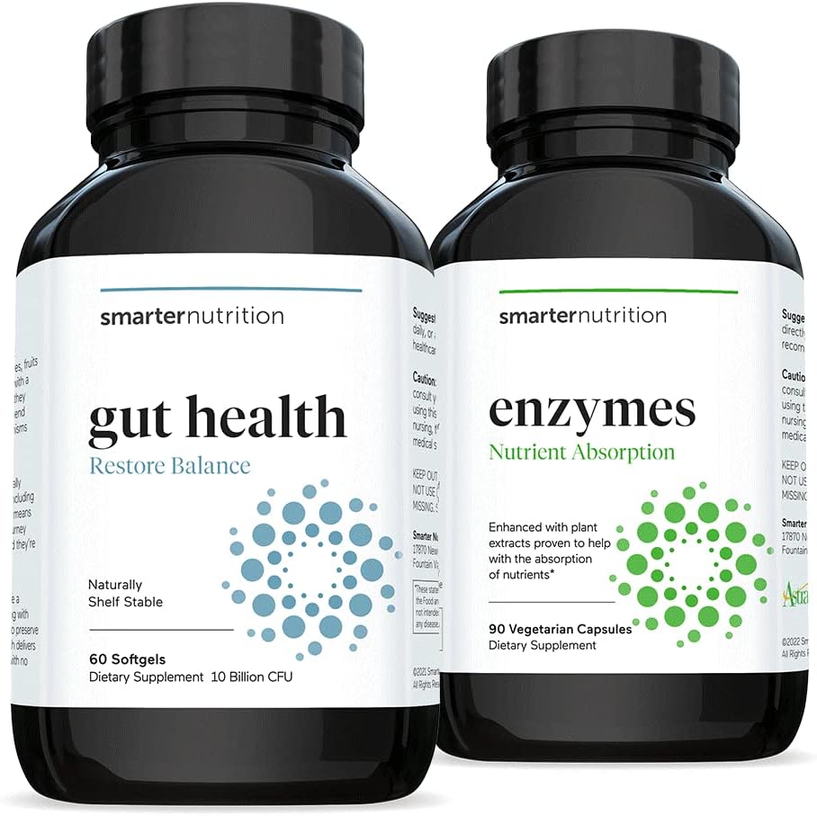 Smarter Gut Health Probiotics - Superior Digestive & Immune Support + Smarter Nutrition Enzymes - Tägliche Verdauungshilfen mit 16 verschiedenen natürlichen Enzymen