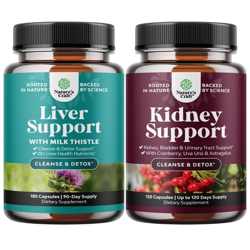 Bundle of Liver Cleanse Detox mit Milch Thistle Dandelion Root Choline Beetroot Artichoke und Kidney-Unterstützung mit Cranberry Uva Ursi Stinging Nettle Chanca Piedra für Urinary Tract und Blasengesundheit