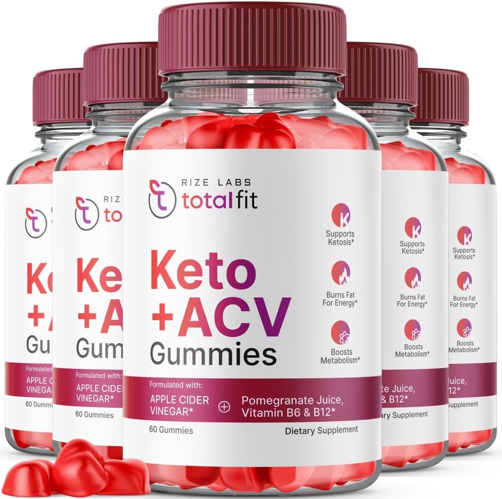 rize labs Total Fit Keto und ACV Gummis, Ergänzung zu Lose Belly Fat for Advanced Weight Loss, Maximum Strength Formula - Paket von 5(300 Gummies)