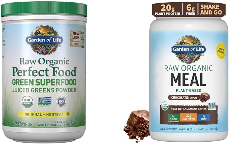 Garten des Lebens Super Greens Powder Smoothie & Mix, Probiotics & Digestive Enzyme & Raw Organic Meal Replacement Shakes - Schokolade Pflanze basiert Vegan Protein Pulver
