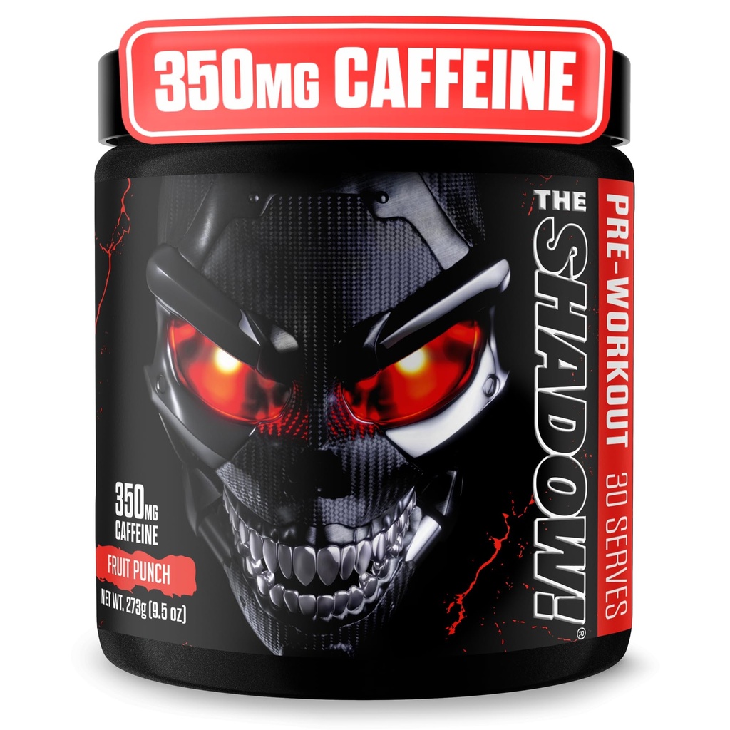 JNX SPORTS The Shadow! 350mg Caffeine Hard Core Preworkout - Fruit Punch 30 Servings | Electric Energy, Mental Focus & Superhuman Strength for Men & Women