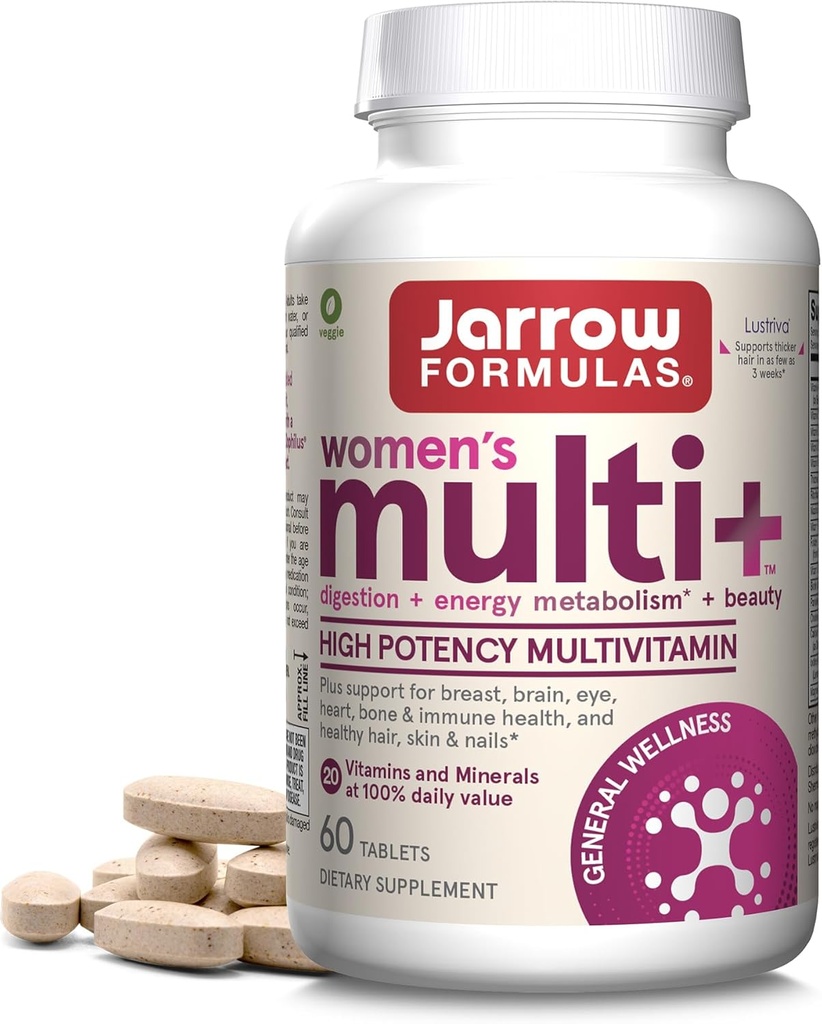 Jarrow Formeln Frauen Multi+ Lustriva Haarwachstum für Frauen, Vitamin A, D, Zink & Lutein, 60 Tabletten, 30 Tage Versorgung
