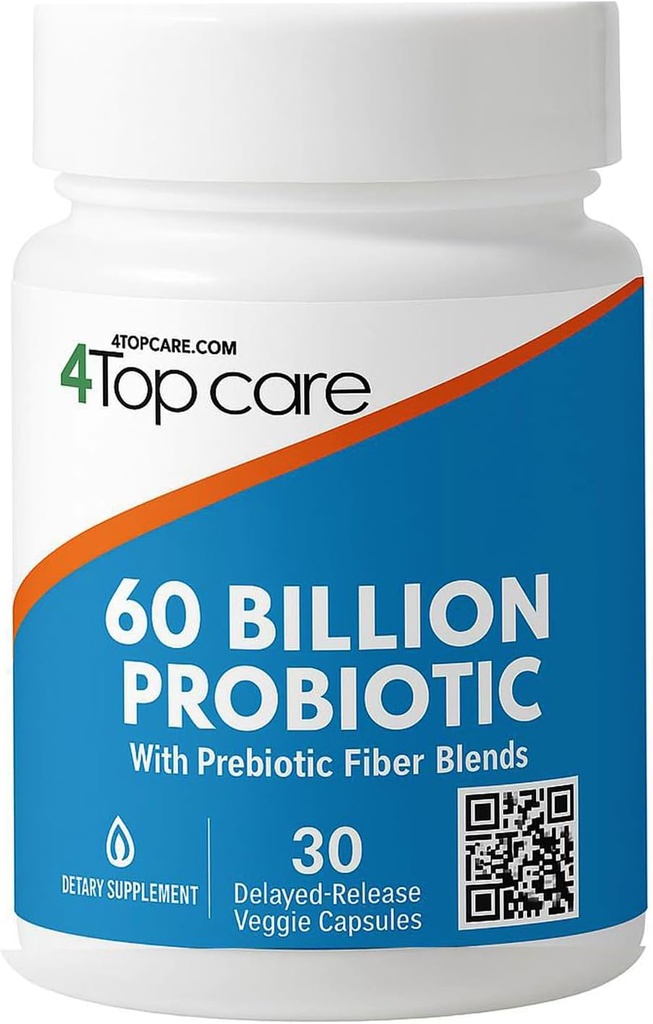 Probiotics 60 Billion CFU - 10 Strains + Bio-Präbiotika - Immun-, Verdauungs- und Gut-Gesundheit - Unterstützt okziale Verstopfung, Durchfall, Gas & Bloating - für Frauen und Männer (30 Zähler)