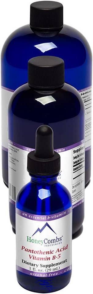 HoneyCombs Vitamin B5 Pantothensäure-Ergänzung Flüssigkeitstropfen - Hohe Potenz Vitamin B5 für Männer und Frauen - Pflege gesunde Hormone, Immunsystem, Haar, Haut, Nagel - Vegan flüssige Vitamine (16 Fl oz)