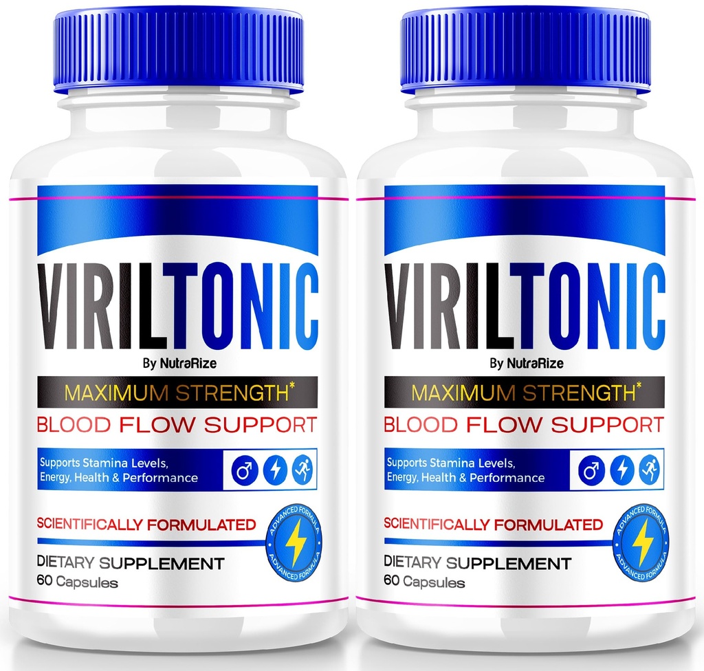 NutraRize (Pack mit 2 VirilTonic Kapseln für Herren, Premium-Formel für Gesamtleistungsunterstützung, All Natural Supplement für Gesundheit und Wellness, VirilTonic24 Bewertungen (120 Kapseln)