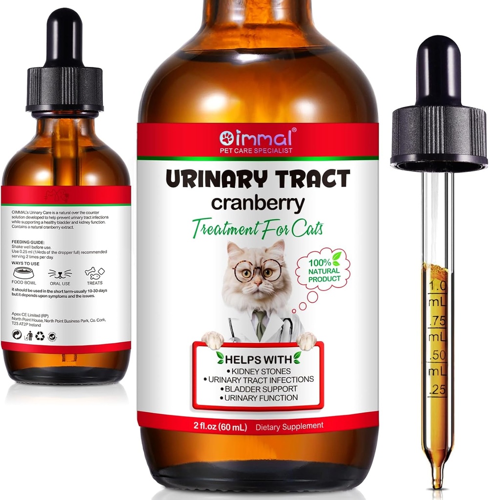 Urinary Tract für Katzen, Natürliche Katze Urinary Tract Drops - unterstützt Blase, Nierenstein & Hunde UTI Relief, Cranberry Kidney Bladder Drops, Kräuterergänzung für Katzen, Huhn Flavor - 60 ml / 2.02oz