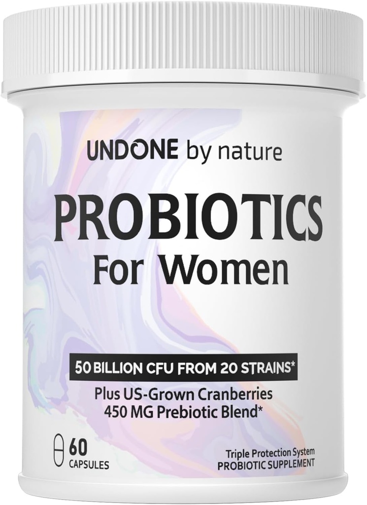 Probiotikum für Frauen, 50 Billion CFU Frauen Probiotika mit Präbiotika, Plus US-Grown Cranberry, GI Unterstützung, Frauen Gesundheit, Dreifach-Schutzsystem, verzögerte Veröffentlichung, 60 Kapseln