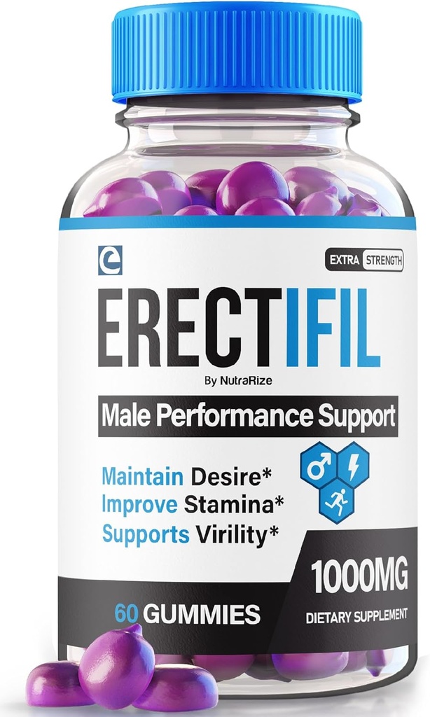 Erectifil Gummies, Erectifil 1000 MG Gummies, All-Natural Formel-Unterstützung für Männer, Premium Male Supplement für Gesamtgesundheit und Spitzenleistung, Erec tifil Gomitas Bewertungen (60 Gummies)
