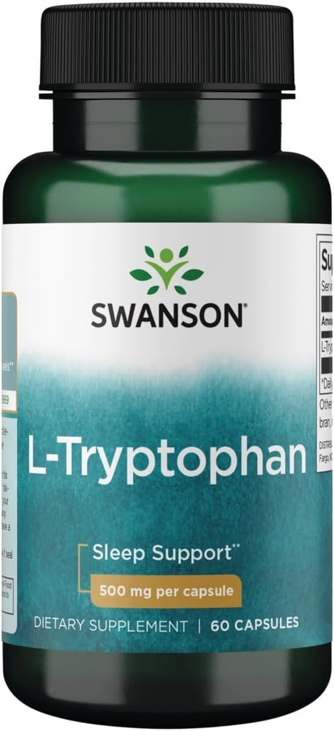 Swanson L-Tryptophan - Aminosäure-Ergänzung - Erholung & Entspannung - (60 Kapseln, 500mg Jeder)