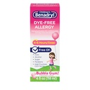 Kinder Benadryl Dye-Free Allergy Relief Liquid + 12.5 mg Diphenhydramin HCl, Antihistamin Allergy Medicine for Kids hilft Runny Nose & Sneezing, Bubble Gum Flavor, 4 fl. oz