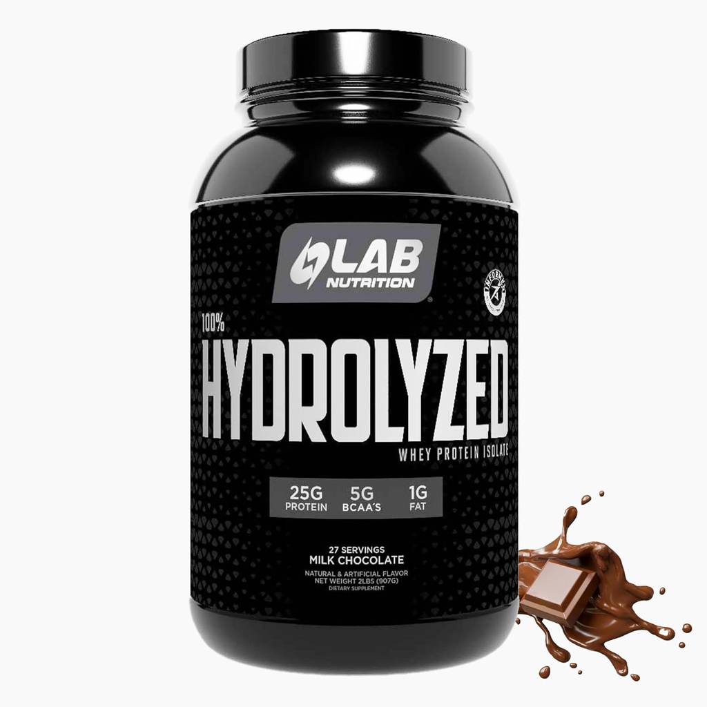 100% hydrolysiertes Whey Protein Isolate (2 Pounds, Chocolate Flavor) 25gr Protein, Muskelaufbau, Lean Muskelwachstum, einfache Verdauung, Glutenfrei, Lactosefrei, schnelles Absorbieren.