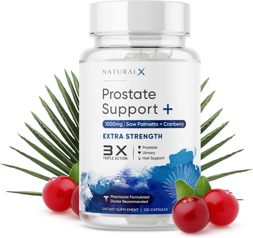 Prostata-Gesundheitsergänzung für Männer - Säge Palmetto DHT Blocker mit Cranberry für Bladder Health, Urinary Support, Reduce Frequent Urination, Prostata Care & Hair Growth (120 Kapseln)