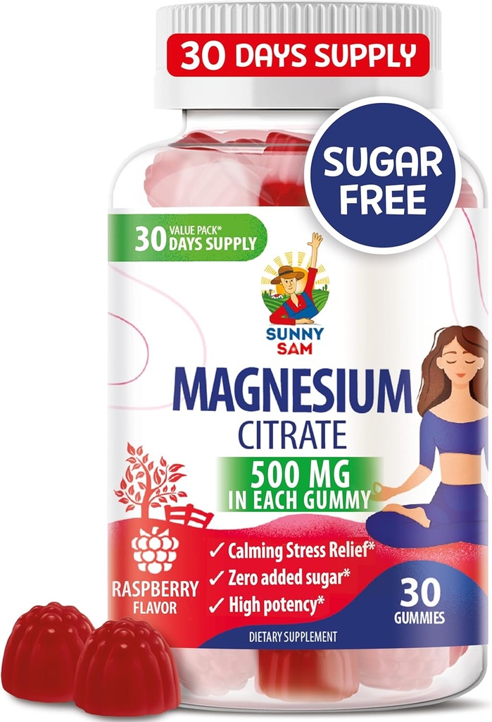Magnesiumgummis für Kinder & Erwachsene - 500mg - Kalm Magnesium Kaugummis - Magnesium Citrat Kaubare Ergänzung für Mood & Muskelunterstützung