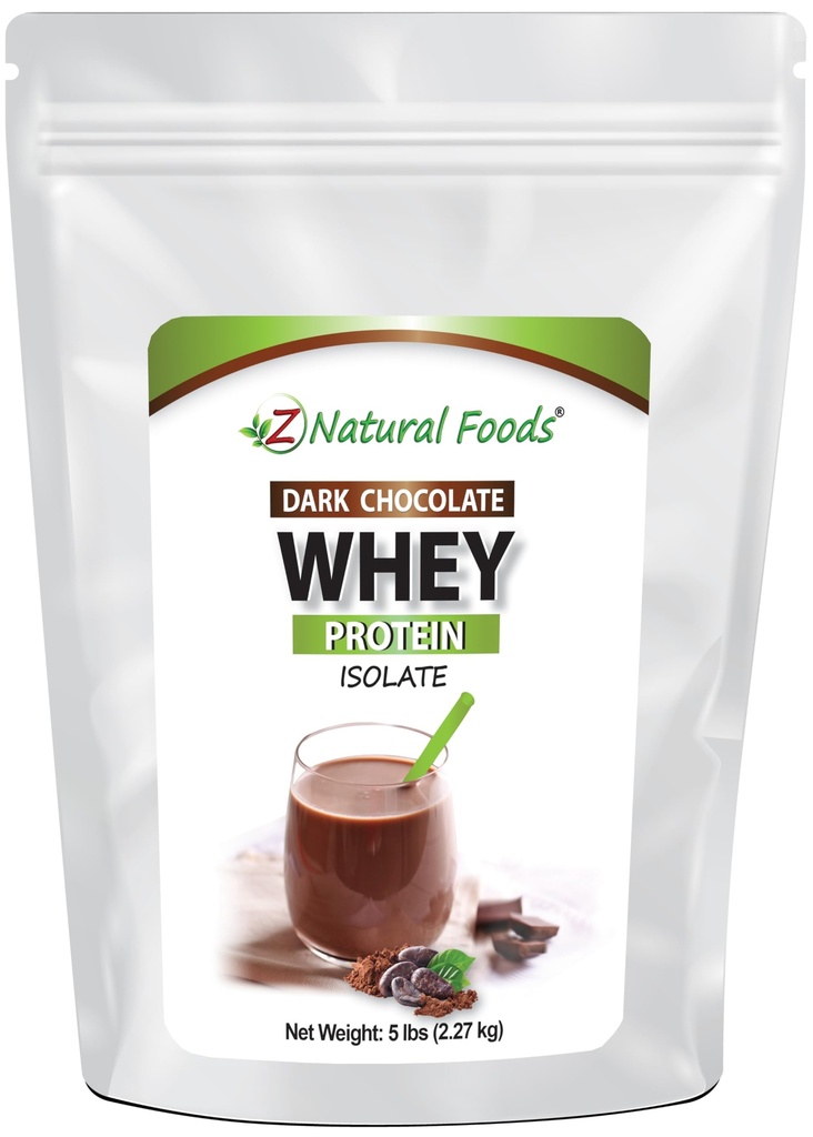 Z Natural Foods Dark Chocolate Whey Protein Isolate, Natürliches Proteinpulver mit Zero Sugar, angereichert mit Vitalproteinen für Energieschub und Gewichtsverlust, Glutenfrei, Non-GMO, 5 lbs