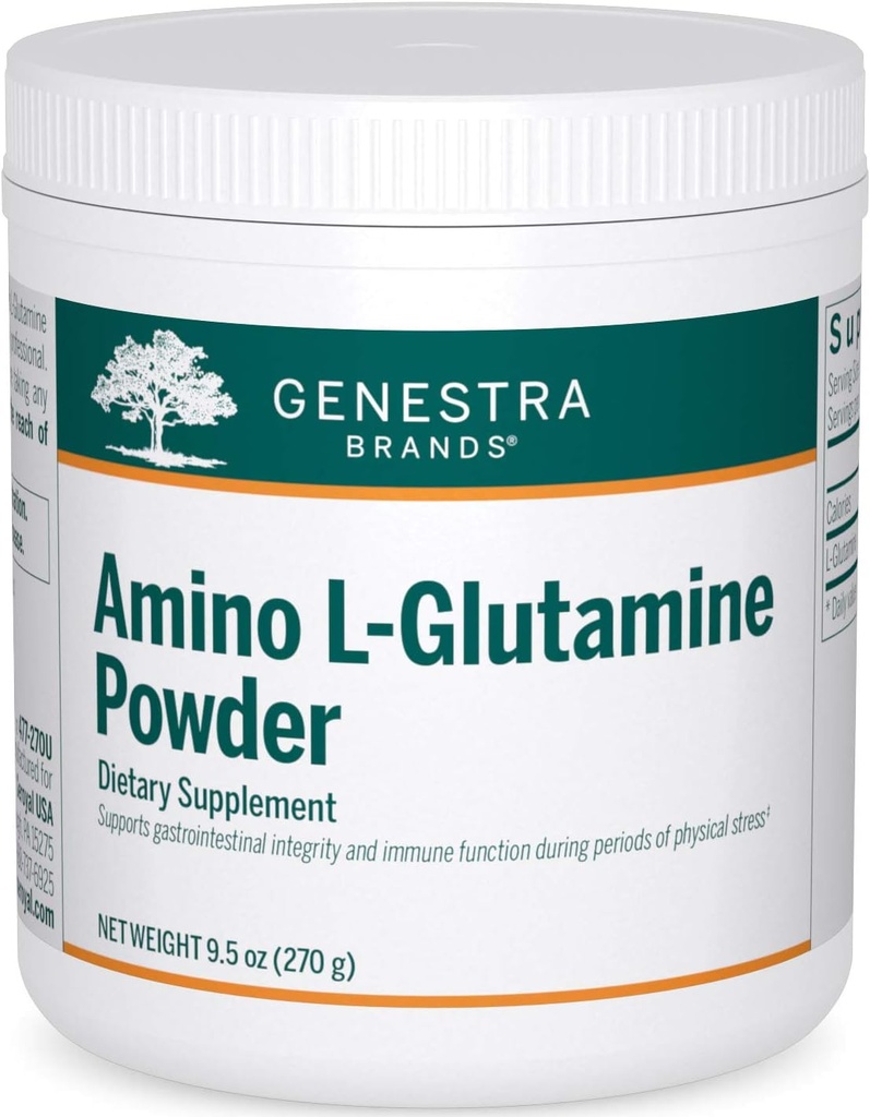 Genestra Marken Amino L-Glutamin Pulver | Aminosäure Ergänzung für GI und Immungesundheit | 9.5 Unzen