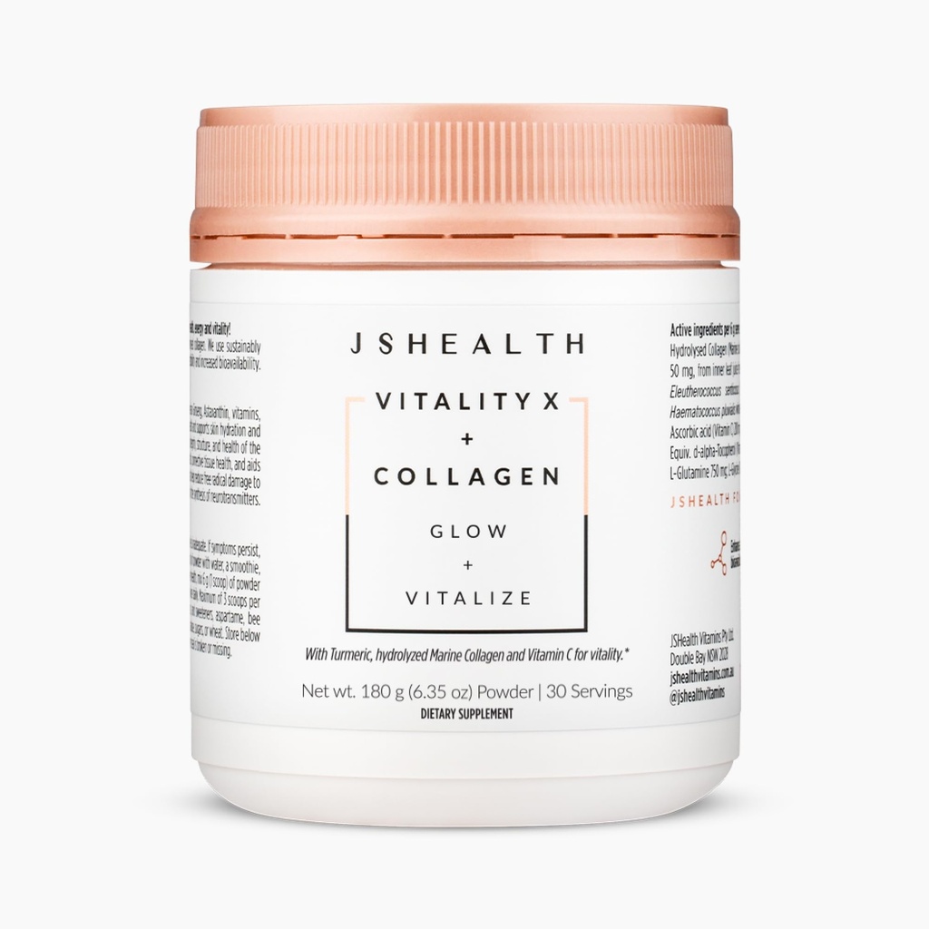JSHealth Vitamins Vitalität X + Kollagen - Beauty-Pulver-Ergänzung mit Aloe Vera Silica und Vitaminen C & E zu Nourish Hair Skin und Nägeln (180g)