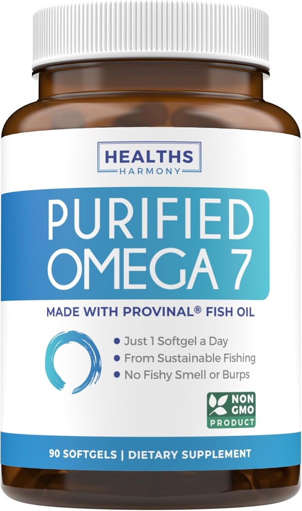 Omega 7 Supplement für Frauen und Männer - High Potency & Purity Palmitoleic Acid Fatty Acid Fish Oil Supplement aus patentiertem Provinal mit niedrigster Palmitinsäure - Sustainable Sourced (3 Month Supply)