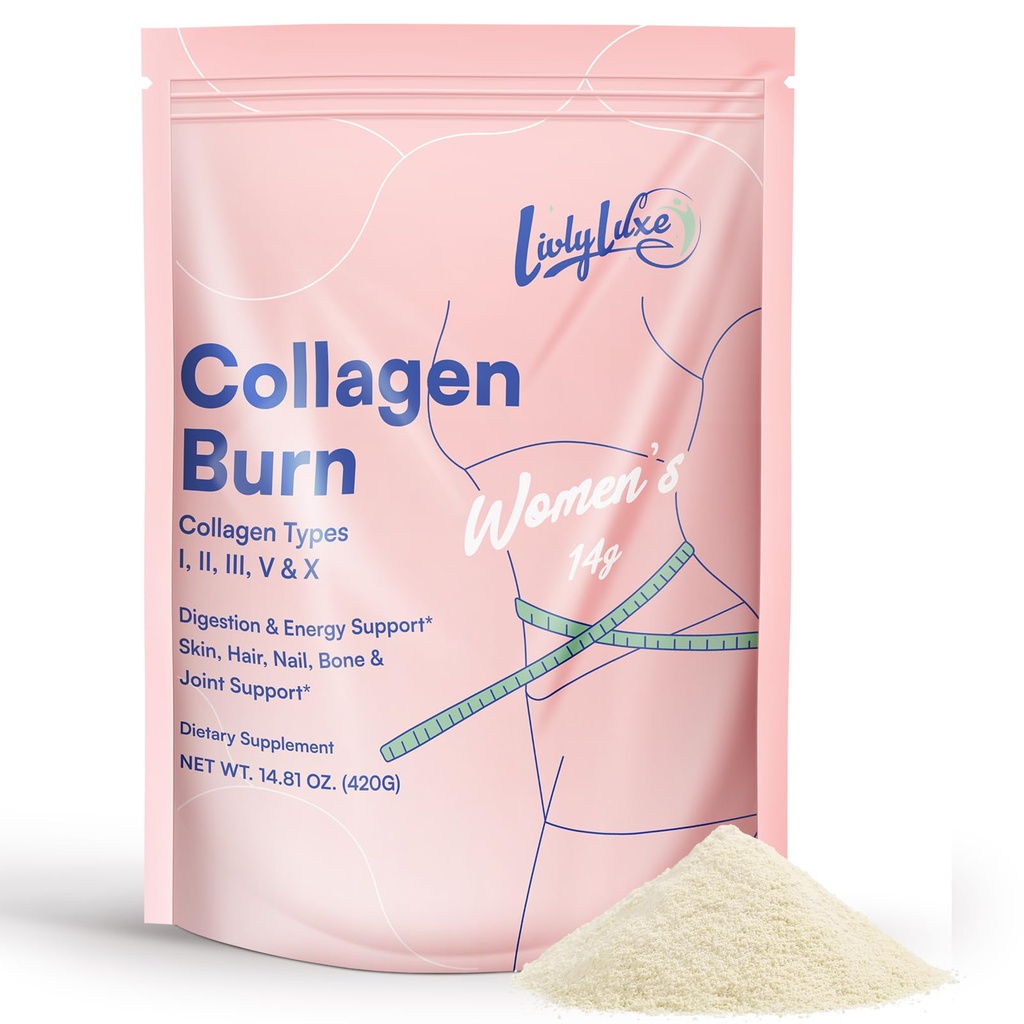 Collagen Burn Powder für Frauen - Weight Loss Supplements für Belly Fat Burning, Metabolism Booster, entwickelt für effektive und gesündere Fettverluste - 420g