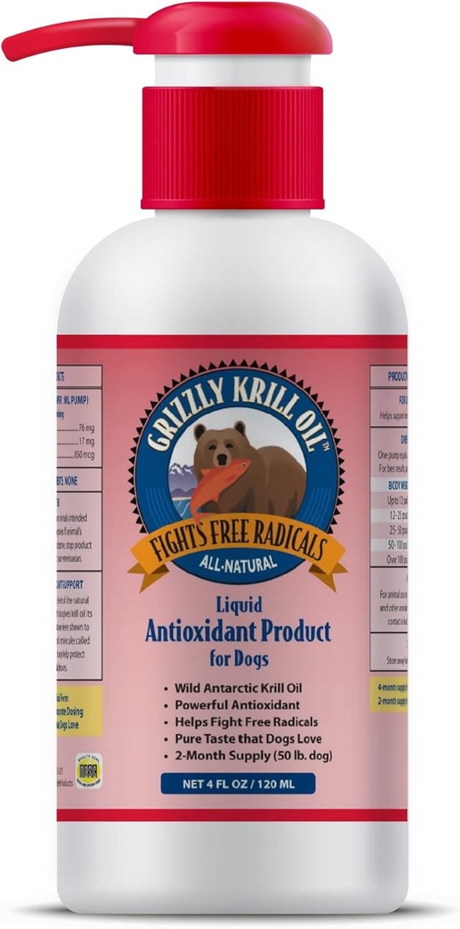 Grizzly Wild Antarctic Krill Öl All-Natural Antioxidans Hundefutter, 4 Unzen