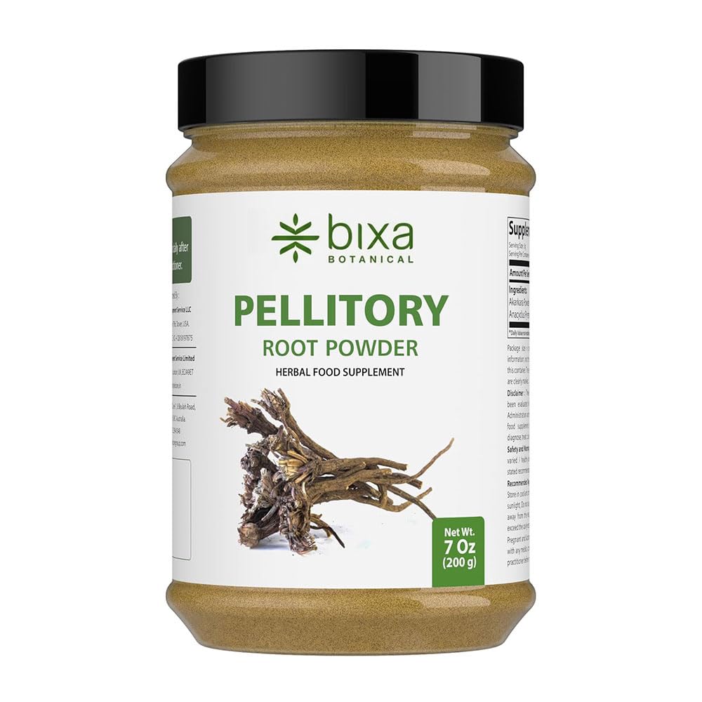 bixa BOTANICAL Pellitory Root Powder | Anacyclus pyrethrum/Akarkara | Ayurvedic Herbal Supplement | 200 GMS / 7 OZ | Glutenfrei, Non-GMO, Steam Behandelt, Vegan, 100% Pure.