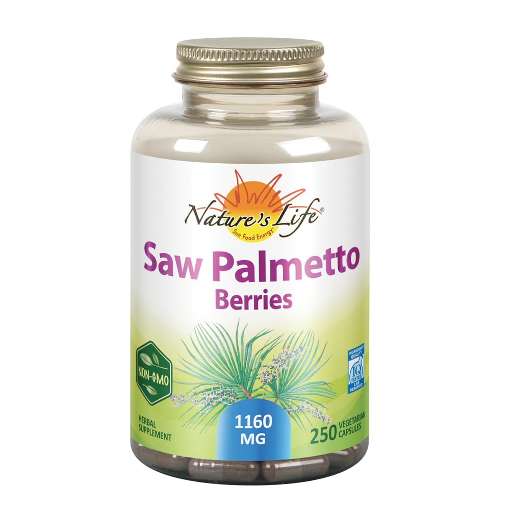 Nature's Life Saw Palmetto Beeren 1160 mg | Gesunde Prostata, Urination Frequency & Hair Health Support | Non-GMO | 250 Vegetarische Kapseln